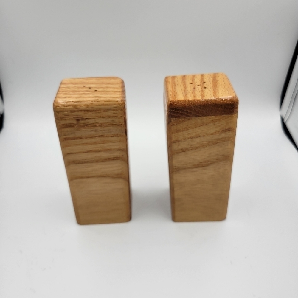 Vintage Wooden Block Salt & Pepper Shakers